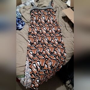 Cato Brown and Black Abstract Maxi Dress